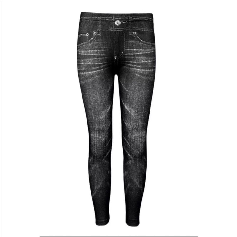 Kids Black Denim Look Leggings